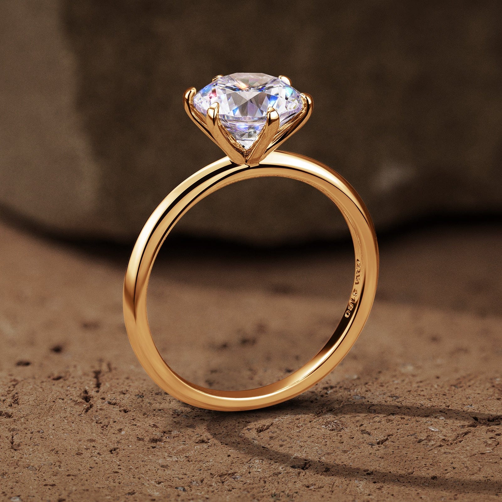 GENUINE LOVE Solitaire Engagement Ring - 9K Yellow Gold with a Round Brilliant Cut Lab-Grown Moissanite