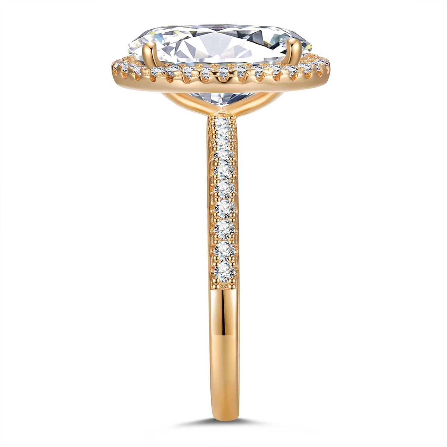 IGI Certified Lab-Grown Oval Brilliant Cut Diamond - Halo Classic Engagement Ring Solid 14K Yellow Gold (Includes IGI Certification from International Gemological Institute)