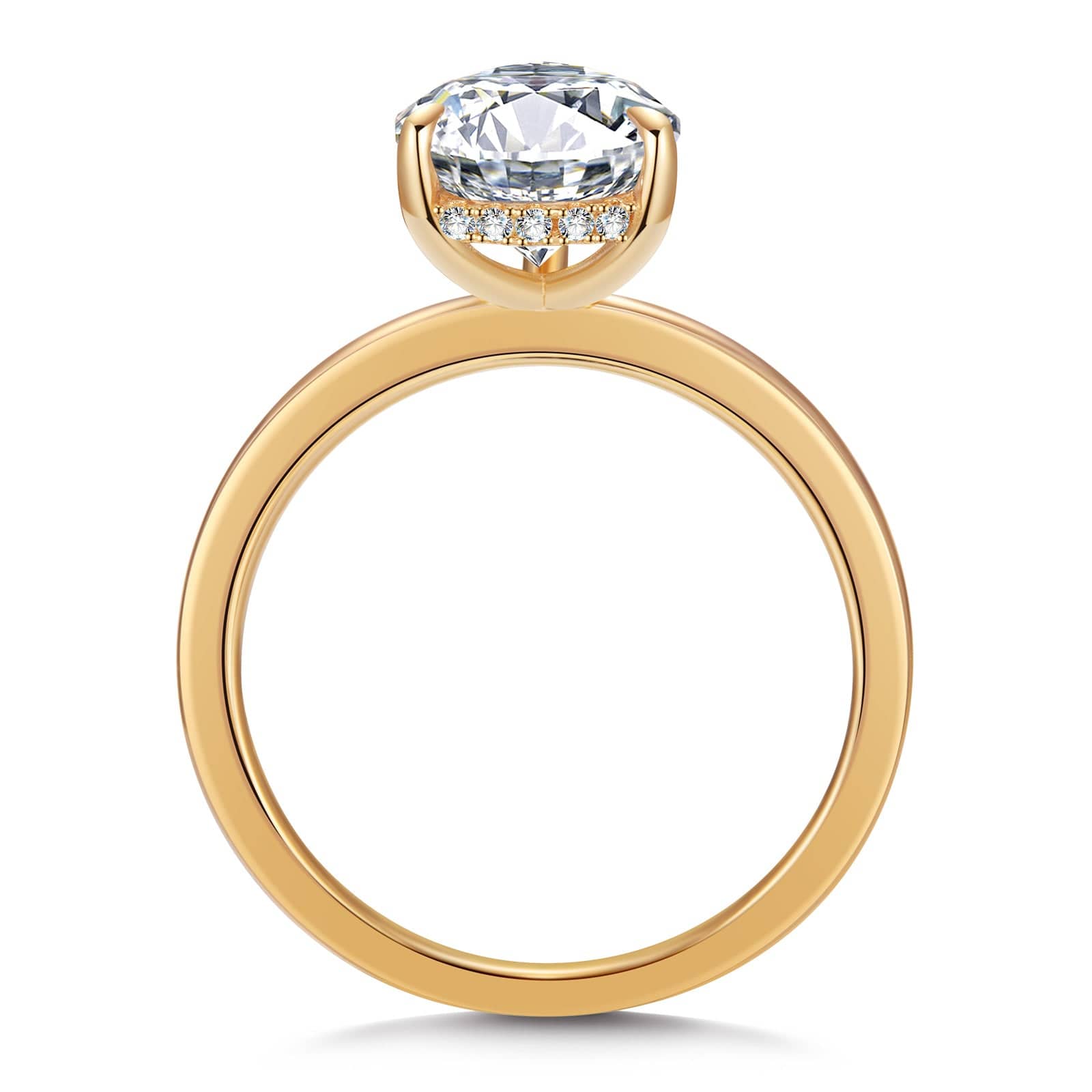 GENUINE LOVE Hidden Halo Engagement Ring - 4.00 Carat 9K Yellow Gold with a Pear Brilliant Cut Lab-Grown Moissanite