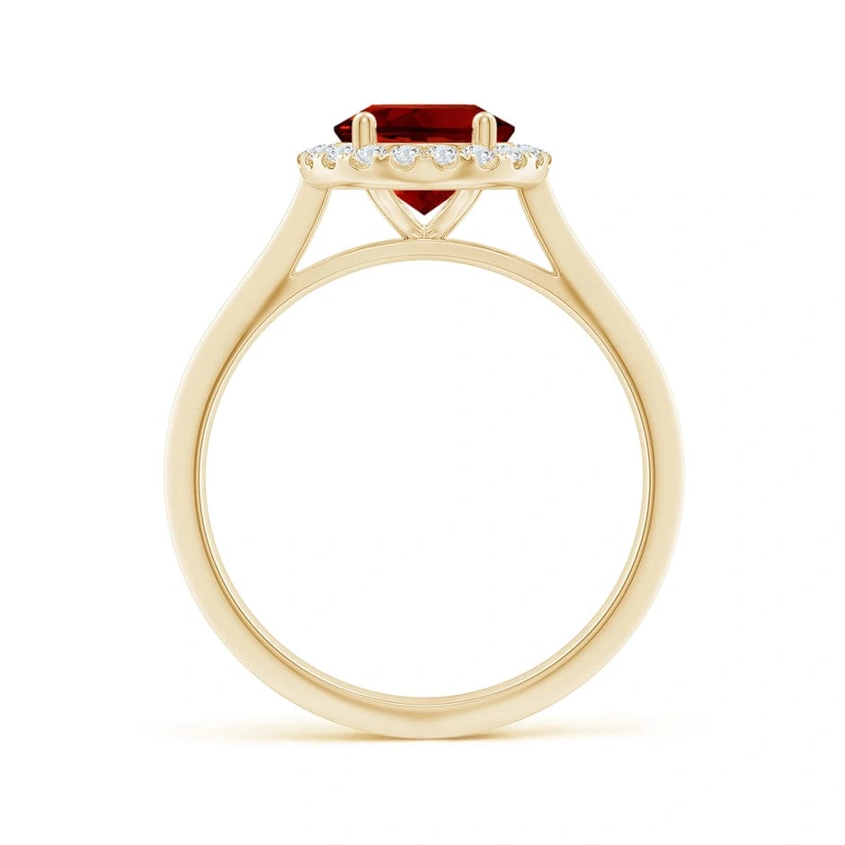 Lab-Grown Oval Brilliant Cut Ruby - Halo Classic Engagement Ring 14K Yellow Gold