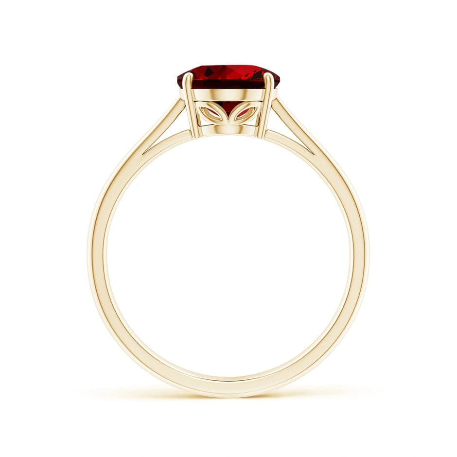 Lab-Grown Oval Brilliant Cut Ruby - Solitaire Classic Engagement Ring 14K Yellow Gold