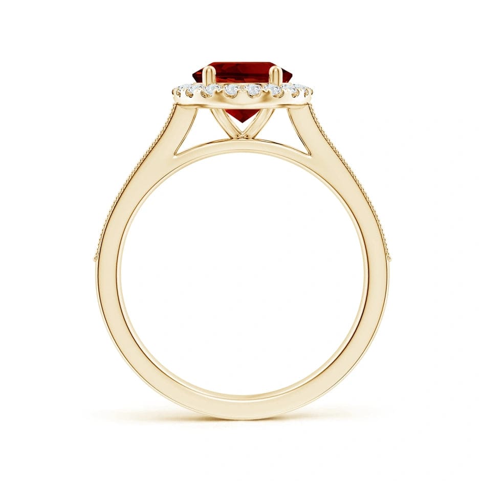 Lab-Grown Oval Brilliant Cut Ruby - Halo Classic Engagement Ring 14K Yellow Gold