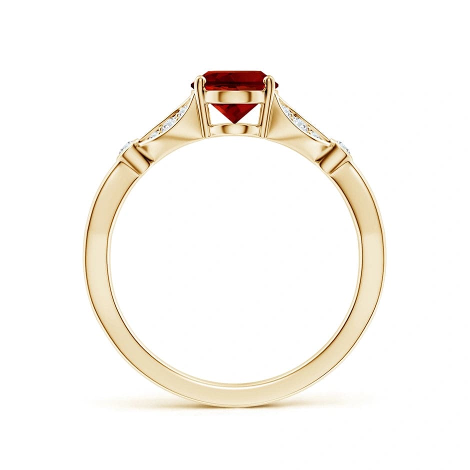 Lab-Grown Oval Brilliant Cut Ruby - Pave Classic Engagement Ring 14K Yellow Gold