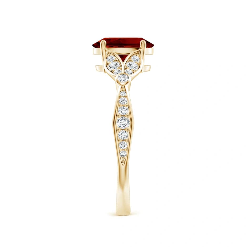 Lab-Grown Oval Brilliant Cut Ruby - Pave Classic Engagement Ring 14K Yellow Gold