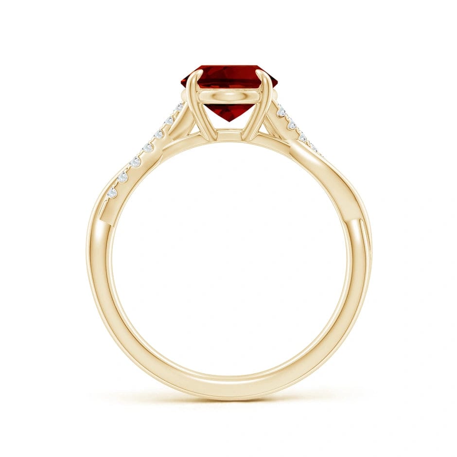 Lab-Grown Oval Brilliant Cut Ruby - Pave Classic Engagement Ring 14K Yellow Gold