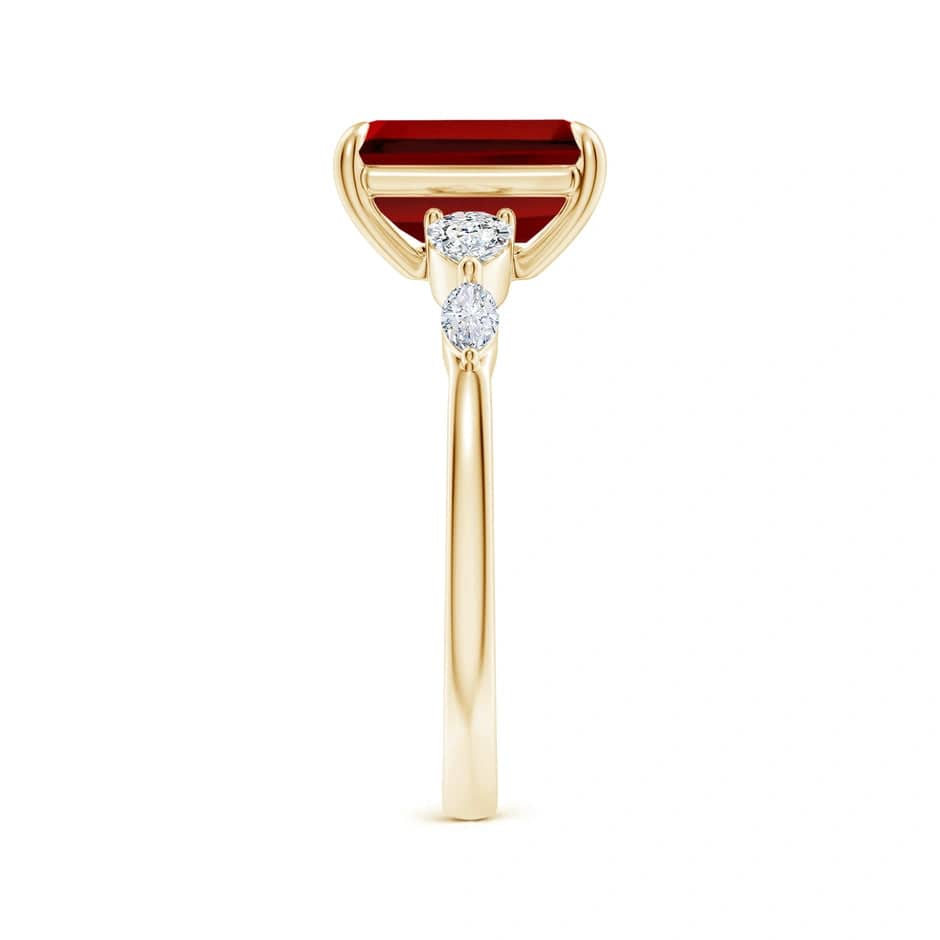 Lab-Grown Emerald-Cut Ruby - Pave Classic Engagement Ring 14K Yellow Gold