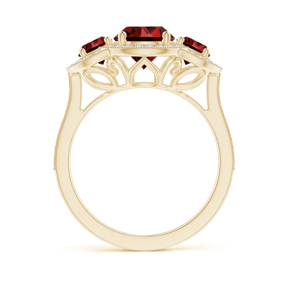 Lab-Grown Round Brilliant Cut Ruby - Halo Classic Engagement Ring 14K Yellow Gold