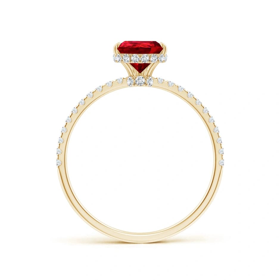 Lab-Grown Pear Brilliant Cut Ruby - Pave Classic Engagement Ring 14K Yellow Gold