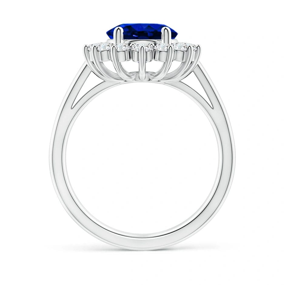 Lab-Grown Oval Brilliant Cut Sapphire - Halo Classic Engagement Ring 14K White Gold