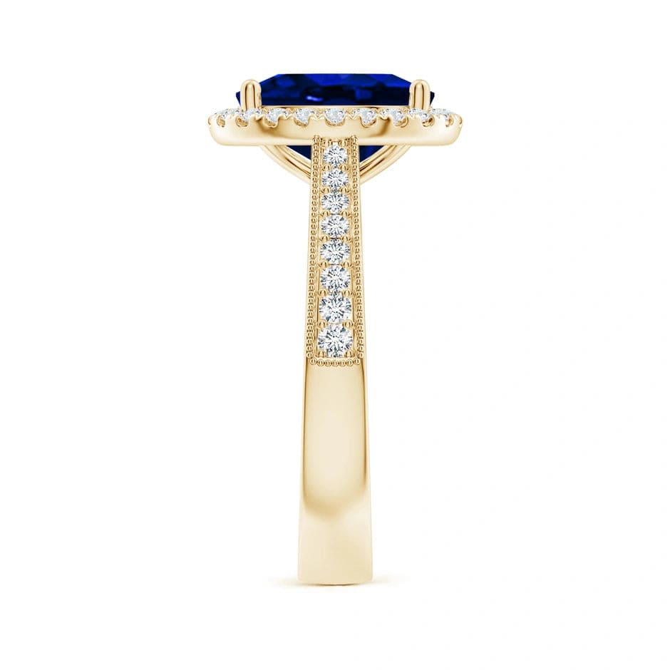 Lab-Grown Oval Brilliant Cut Sapphire - Halo Classic Engagement Ring 14K Yellow Gold