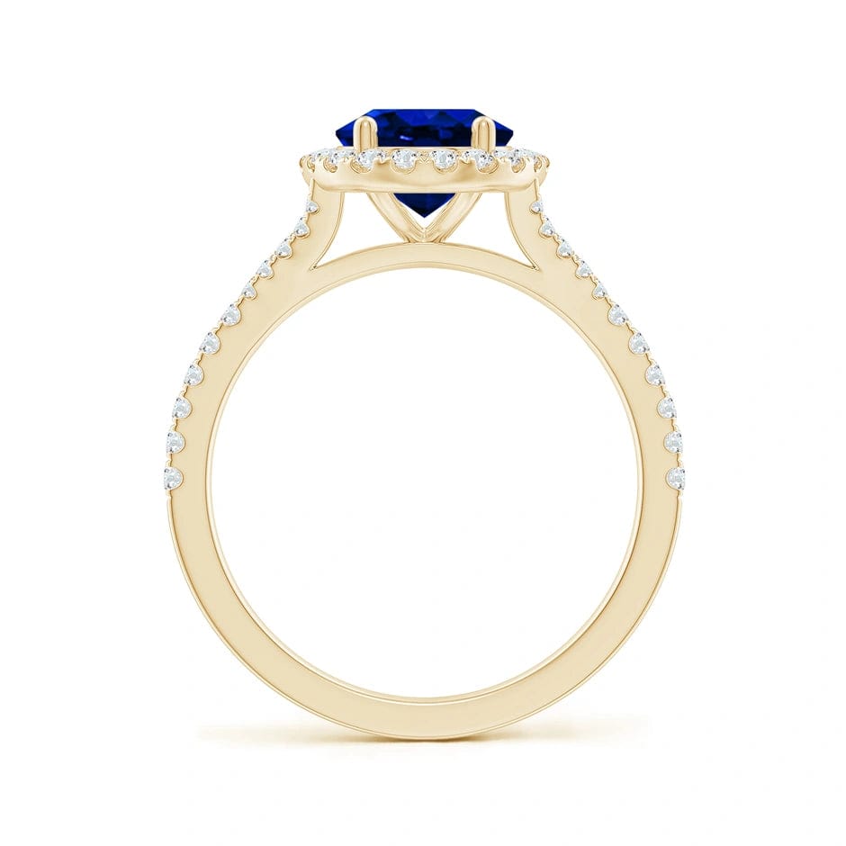 Lab-Grown Oval Brilliant Cut Sapphire - Halo Classic Engagement Ring 14K Yellow Gold