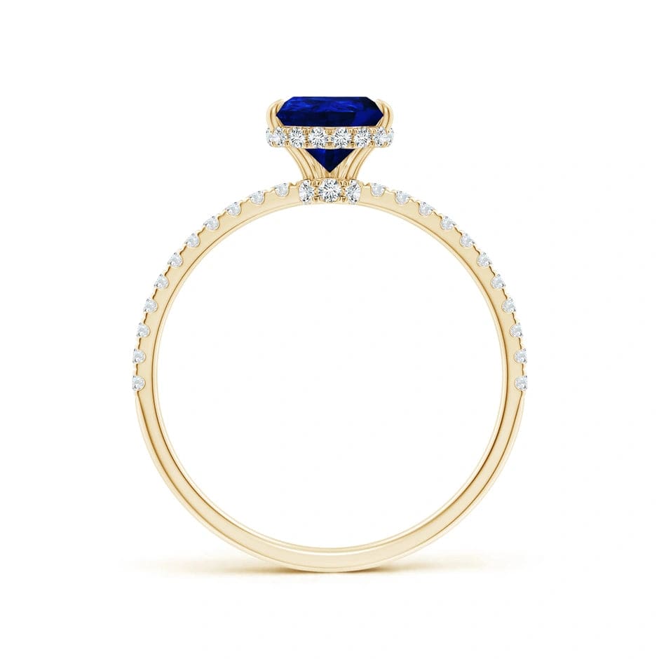 Lab-Grown Pear Brilliant Cut Sapphire - Pave Classic Engagement Ring 14K Yellow Gold