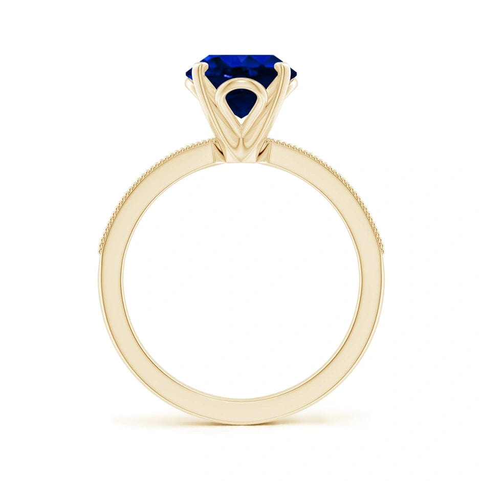 Lab-Grown Oval Brilliant Cut Sapphire - Pave Classic Engagement Ring 14K Yellow Gold