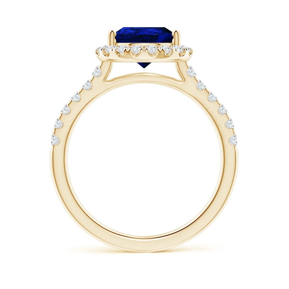 Lab-Grown Pear Brilliant Cut Sapphire - Halo Classic Engagement Ring 14K Yellow Gold