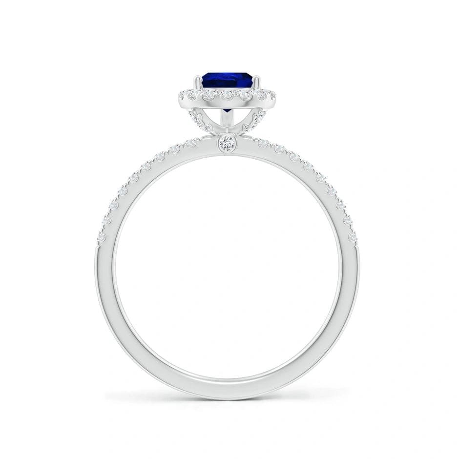 Lab-Grown Pear Brilliant Cut Sapphire - Halo Classic Engagement Ring 14K White Gold