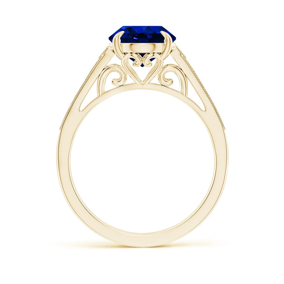 Lab-Grown Oval Brilliant Cut Sapphire - Pave Classic Engagement Ring 14K Yellow Gold