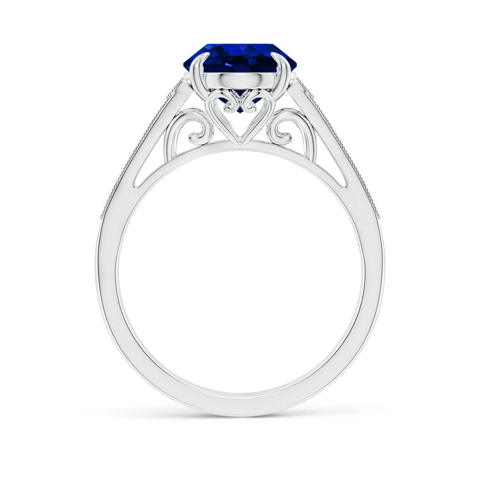 Lab-Grown Oval Brilliant Cut Sapphire - Pave Classic Engagement Ring 14K White Gold