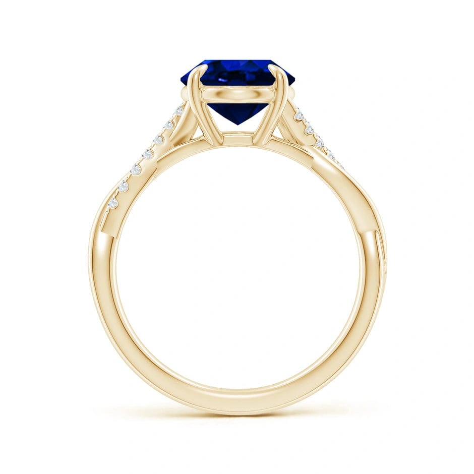 Lab-Grown Oval Brilliant Cut Sapphire - Pave Classic Engagement Ring 14K Yellow Gold