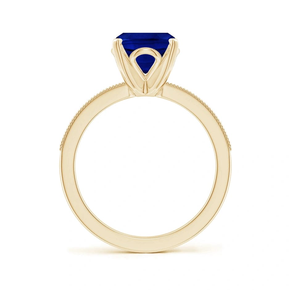 Lab-Grown Cushion Cut Sapphire - Pave Classic Engagement Ring 14K Yellow Gold