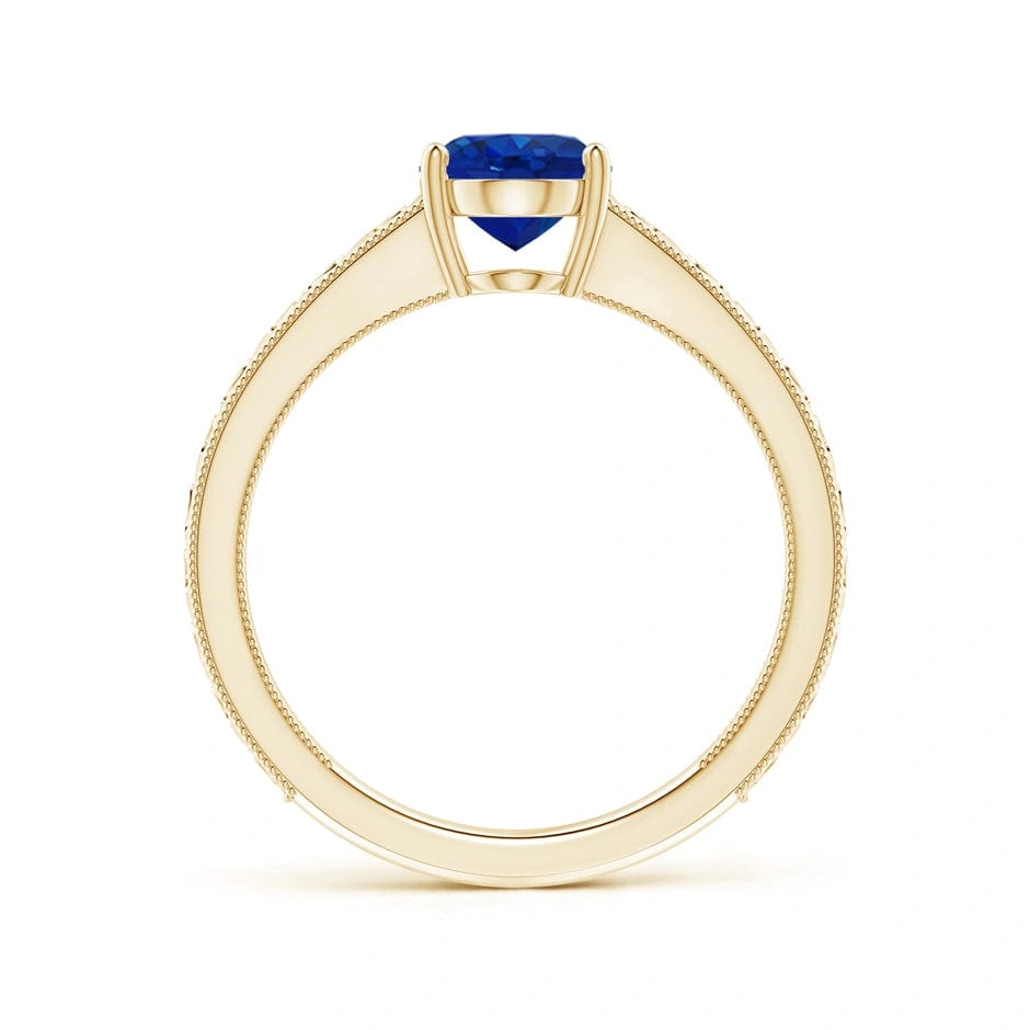 Lab-Grown Oval Brilliant Cut Sapphire - Solitaire Classic Engagement Ring 14K Yellow Gold