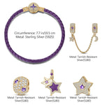 Purple Star Tarnish-resistant Silver Charms Bracelet Set With Enamel In 14K Gold Plated (Includes bracelet and all charms shown)