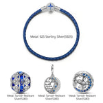 Sterling Silver Romantic Love Promise Charms Bracelet Set With Enamel In White Gold Plated (Includes bracelet and all charms shown)