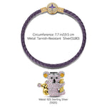 Tarnish-resistant Silver Charms Bracelet Set With Sterling Silver Cute Koala With Enamel In White Gold Plated (Includes bracelet and all charms shown)