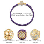 Blooming Mulberry Purple Tarnish-resistant Silver Charms Bracelet Set With Enamel In 14K Gold Plated (Includes bracelet and all charms shown)