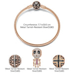 The Skull Mirage Tarnish-resistant Silver Charms Bracelet Set With Enamel In Rose Gold Plated (Includes bracelet and all charms shown)