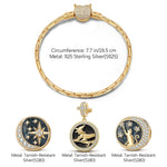 Sterling Silver Halloween Night Charms Bracelet Set With Enamel In 14K Gold Plated (Includes bracelet and all charms shown)