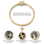 Sterling Silver Halloween Night Charms Bracelet Set With Enamel In 14K Gold Plated (Includes bracelet and all charms shown)