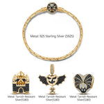 Sterling Silver Vampire Castle Charms Bracelet Set With Enamel In 14K Gold Plated (Includes bracelet and all charms shown)