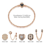 Sterling Silver Valentine's Day Charms Bracelet Set With Enamel In Rose Gold Plated (Includes bracelet and all charms shown)