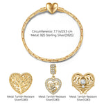 Love My Family Tarnish-resistant Silver Charms Bracelet Set In 14K Gold Plated (Includes bracelet and all charms shown)