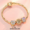 Sterling Silver June Birthday Stone Charms Bracelet Set In 14K Gold Plated (Includes bracelet and all charms shown)