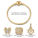 Sterling Silver Spring Garden Charms Bracelet Set In 14K Gold Plated (Includes bracelet and all charms shown)