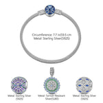 Sterling Silver Infinite Spring Charms Bracelet Set With Enamel In White Gold Plated (Includes bracelet and all charms shown)