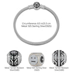 Sterling Silver XL Size Cyberpunk Charms Bracelet Set With Enamel In White Gold Plated For Men (Includes bracelet and all charms shown)