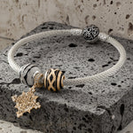 Sterling Silver XL Size Light of Glory Charms Bracelet Set With Enamel In White Gold Plated For Men (Includes bracelet and all charms shown)