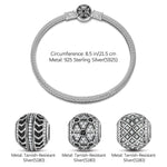 Sterling Silver XL Size Fission Charms Bracelet Set With Enamel In White Gold Plated For Men (Includes bracelet and all charms shown)