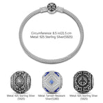 Sterling Silver XL Size Peace Charms Bracelet Set With Enamel In White Gold Plated For Men (Includes bracelet and all charms shown)