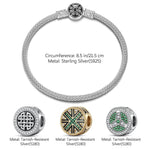 Sterling Silver The Internal Power XL Size Charms Bracelet Set With Enamel In White Gold Plated For Men (Includes bracelet and all charms shown)
