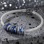 Sterling Silver Cyberpower XL Size Charms Bracelet Set With Enamel In White Gold Plated For Men (Includes bracelet and all charms shown)