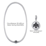 Sterling Silver Thunderbird XL Size Charms Necklace Set With Enamel In White Gold Plated For Men