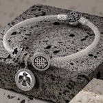 Sterling Silver XL Size Thundercloud Elf Charms Bracelet Set With Enamel In White Gold Plated For Men (Includes bracelet and all charms shown)