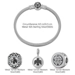 Sterling Silver XL Size Thundercloud Elf Charms Bracelet Set With Enamel In White Gold Plated For Men (Includes bracelet and all charms shown)