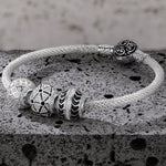 Sterling Silver Speed and Power XL Size Charms Bracelet Set In White Gold Plated For Men (Includes bracelet and all charms shown)