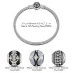 Sterling Silver XL Size Life and Recovery Charms Bracelet Set With Enamel In White Gold Plated For Men (Includes bracelet and all charms shown)
