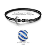 Sterling Silver Surfing Leather Charms Bracelet Set With Enamel In White Gold Plated (Includes bracelet and all charms shown)