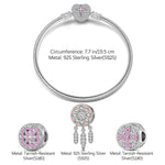 Sterling Silver Lucky Girl Charms Bracelet Set With Enamel In White Gold Plated (Includes bracelet and all charms shown)